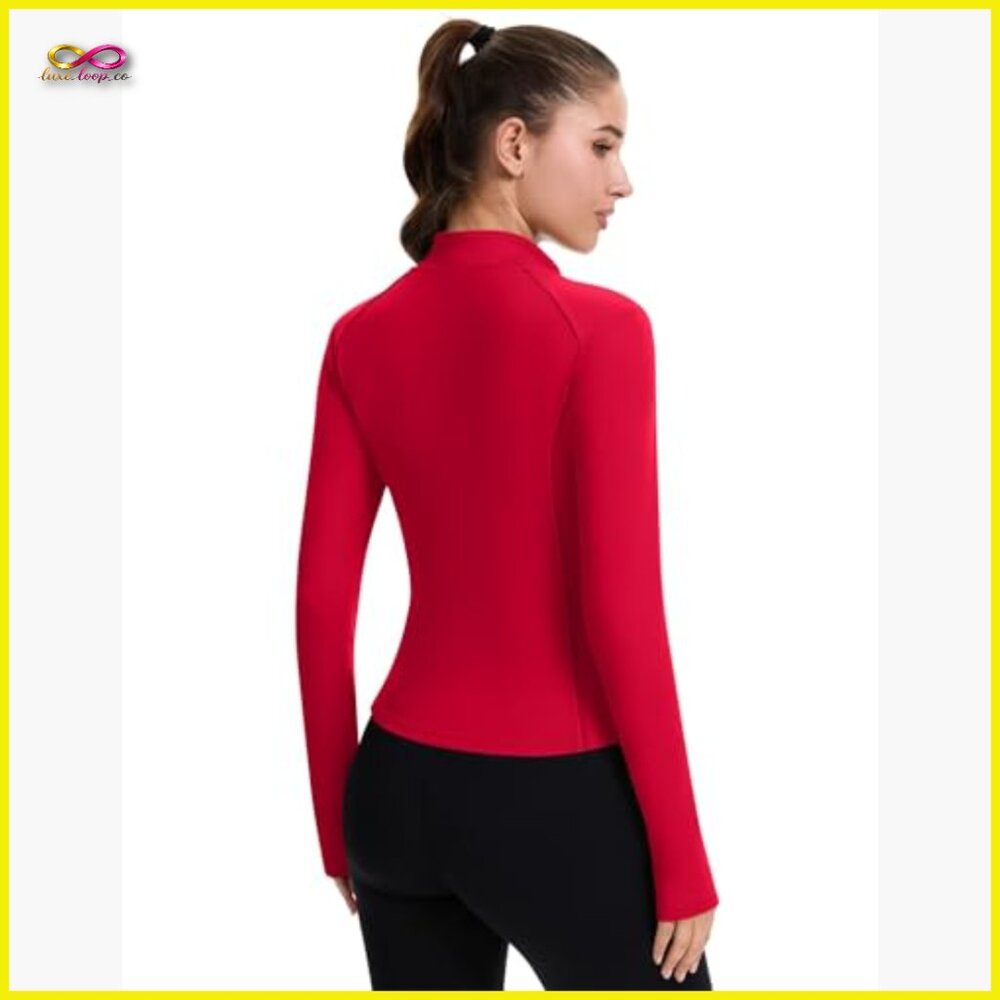 Cropped Athletic Jacket Full Zip Lightweight Slim… - image 2